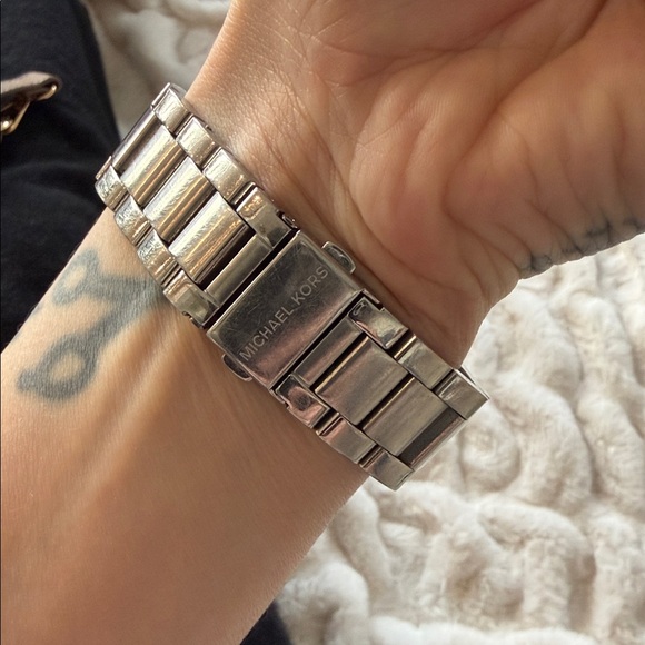 Michael Kors Silver Chronograph Watch with Crystal Details